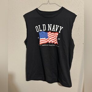 Old Navy Black Tee with American Flag Graphic